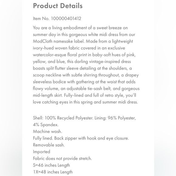 NWT ModCloth Flowy Floral Midi Dress in Pastel Yellow, Pink with Tie Waist - Picture 16 of 16